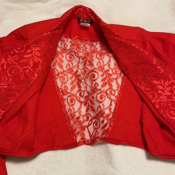 Pop Red Lace Insert Jacket - Picture 3 of 4
